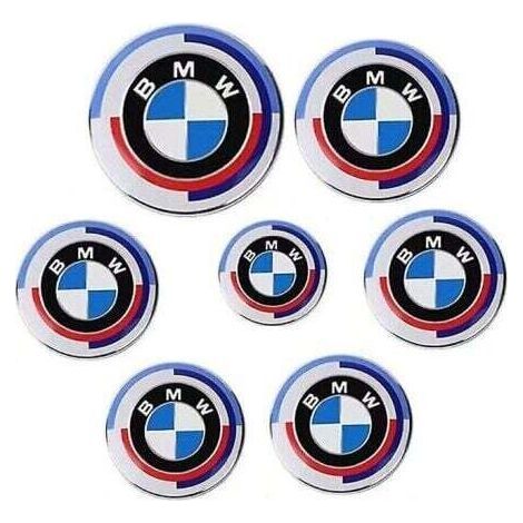 Kit de logos BMW 50e anniversaire – 7 pièces avant et arrière – Fabriqué en ABS et aluminium haute résistance – Installation facile (1/3)