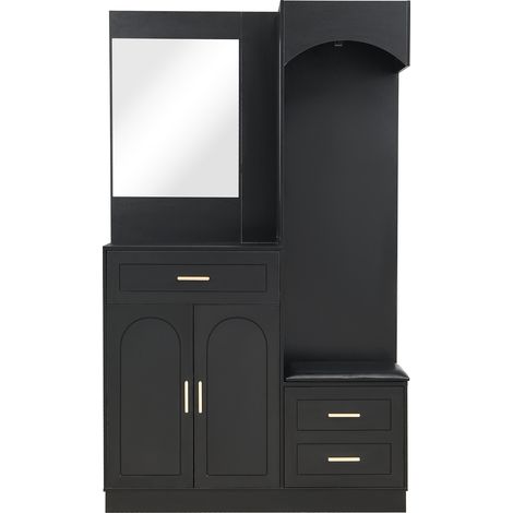 GagaArmoire d’entrée compacte avec miroir et banc 110 x 33 x 185, 5 cm (1/5)