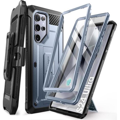 Coque robuste pour Samsung Galaxy S24 Ultra avec clip ceinture et support, 2 façades incluses (1/5)