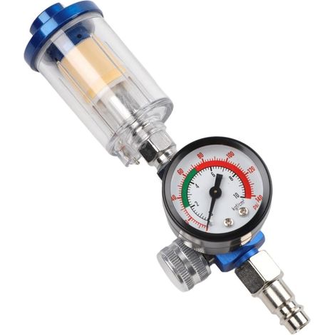 Filtre à eau en cuivre avec jauge pour aérographe et outils pneumatiques pour enlever l'humidité et les débris pour une peinture en aérosol propre (1/5)