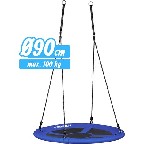 Relaxdays Nestschaukel rund für den Garten, bis 100 kg, geschlossener Sitz, HBT: 153 x 90 x 90 cm, dunkelblau