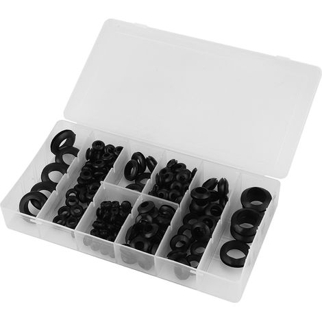 Lot de 180 joints caoutchouc, 8 tailles assorties, protections pour câbles, fils et tuyaux. (1/5)