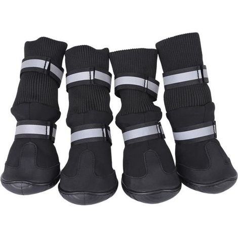 SURENHAP Chaussures pour chien Lot de 4 chaussures imperméables pour chien de compagnie Bottes de animalerie manteau Bleu XL (1/4)