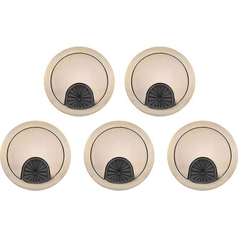 Cache-câble en alliage de zinc pour passe-câble rond de table ou bureau.