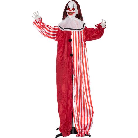 Outsunny Sound Activated Halloween Animatronics Clown with Red Light Up Eyes (1/5)