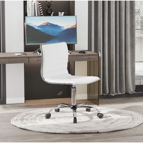 MODFU – Silla de oficina sin reposabrazos de polipiel con altura regulable 43-55 cm, 5 ruedas y carga 120 kg – Blanco (1/5)
