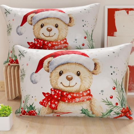 Paire de Housses de Coussin en Microfibre 40x80 cm, Coussins Décoratifs de Noël pour Chambre, Canapé, Salon, Lot de 2 Housses de Coussin, Taie d'oreiller de Noël 16