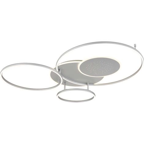 LED Deckenleuchte Wohnzimmerlampe Metall silber dimmbar Fernbedienung L 116 cm
