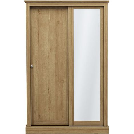 Devon 2 Door Sliding Wardrobe - Particle Board - L57.7 x W113.8 x H181.6 cm - Oak - Full Assembly Required (1/4)