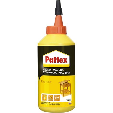 Pattex Colla Vinilica Express, colla per legno a incollaggio rapido, adesivo acetovinilico per montaggi, assemblaggi e laminature su legno, colla bianca, 1x750g (1/4)