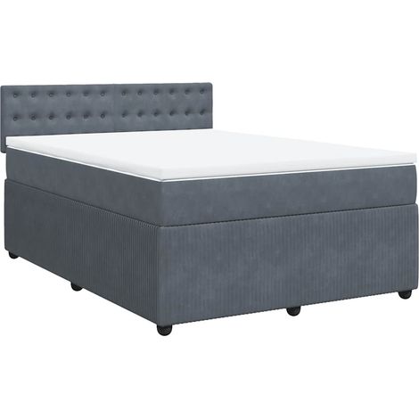 Maison Exclusive - Giroletto a Molle con Materasso Grigio Scuro 160x200 cm Velluto (1/5)