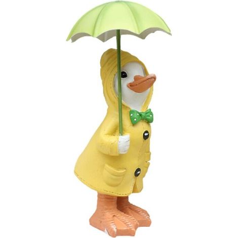 Statue de jardin, paire de canards avec parapluie amovible, décoration extérieure 21 cm (1/4)