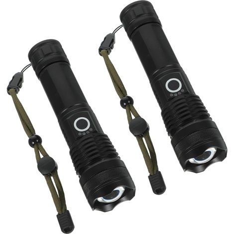 Linterna LED recargable para camping, linterna multifuncional para exteriores, 1500 mAh, 2 unidades (negra) (1/5)