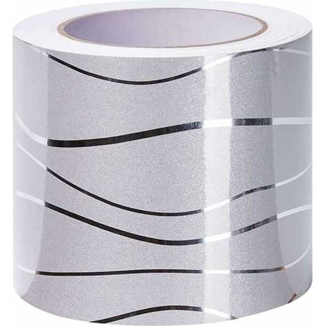 Bordure autocollante papier peint vague bronzante – 10 cm de haut, 5 m de long – Résistant à l'humidité et anti-moisissure – Décoration murale salle de bain et cuisine – Grid Cool (1/4)