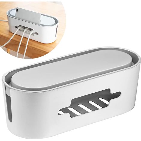 Cable Storage Box, 320 x 130 x 115 mm Dustproof Cable Cover Box, Non-Slip with Smartphone Holder Cable Storage for Home Office (1/5)