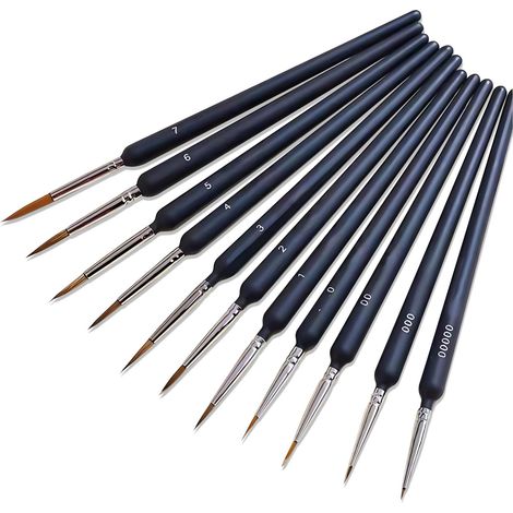11 Pièces Détail Pinceau Aquarelle/Peinture Acrylique, Petit Ensemble de Pinceau Fin Maquette Modelisme d'art pour Miniature, Modèle, Ongles, Faciale Peinture, Huile (1/5)