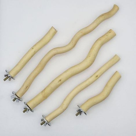Perchoir Oiseau - Lot de 5 - Bois Naturel - Grimper Mâcher Jouer - Cage Perruche Perroquet - 10 à 30 cm MICRODERMABRASION (1/5)