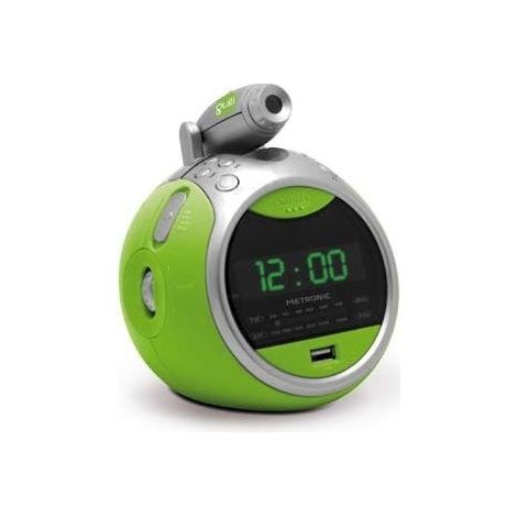 Réveil projection double alarme avec port USB - vert (1/5)