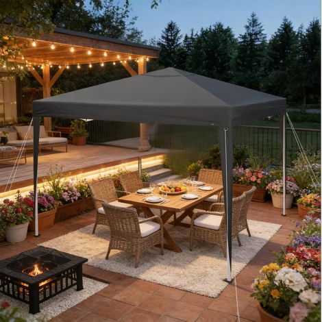 Pavillon Gartenzelt klappbar 3x3 m höhenverstellbar HAVRYA (1/4)