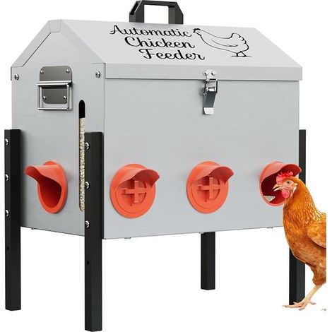 Metal Chicken Feeder - Feeding Ports, Poultry Feeder with Legs (1/5)