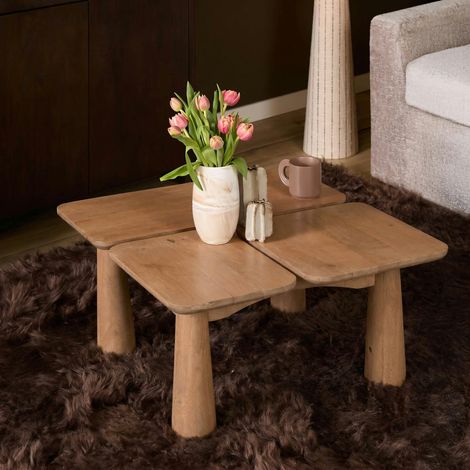 Table basse design 3 plateaux manguier naturel ALMA (1/5)