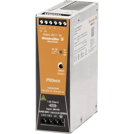 Weidmüller PRO ECO alimentatore su guida DIN 120W 24V 5A