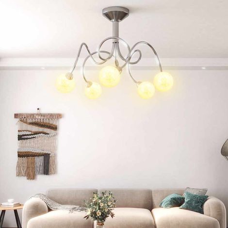 vidaXL Lámpara de techo pantallas cristal redonda 5 bombillas LED G9 (1/5)