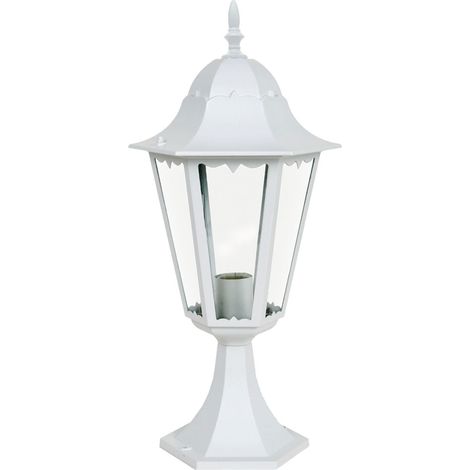 ALU Sockel Leuchte Garten Beleuchtung Außen Steh Lampe Laterne weiß (1/5)