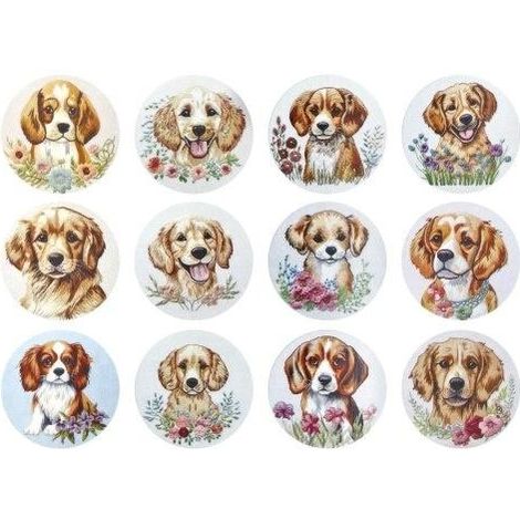 Pegatinas de papel en cinta adhesiva con diseño de perros (500 unidades)
