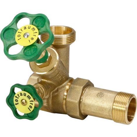 Schlösser Abzweig-T-Ventil, Freistromventil mit nichtsteigender Spindel, DN 25, Eingang 1 1/4", oberer Ausgang 1 1/2"