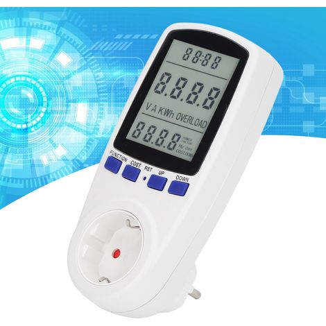 Prise de compteur électrique de type allemand, conforme aux normes européennes, rétroéclairée, fond bleu, 230 V. (1/5)