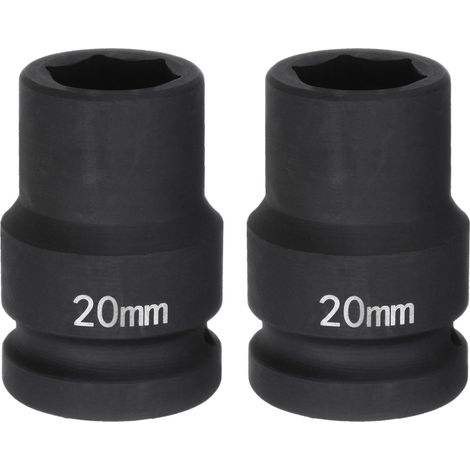 2Pcs Douille à Choc Profonde à 6 Pans 3/4" Drive 20mm Métrique 40Cr Acier Allié Broche Écrou de Moyeu Douille à Choc (1/5)
