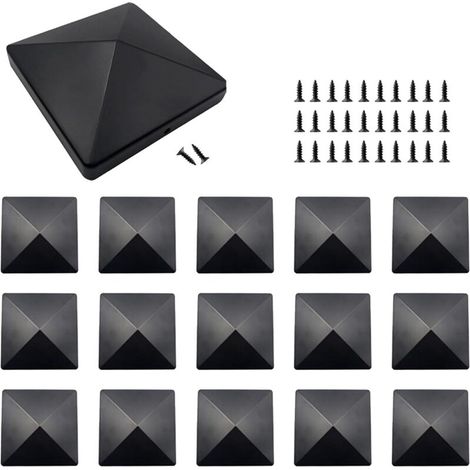16 Pièces Chapeau de Poteau Capuchons de Poteaux 100 x 100 mm Chapeau de Colonne Carré Capuchons de Poteaux de Clôture pour les Clôtures Poteaux Garde-Corps Tuyaux en Acier (1/5)