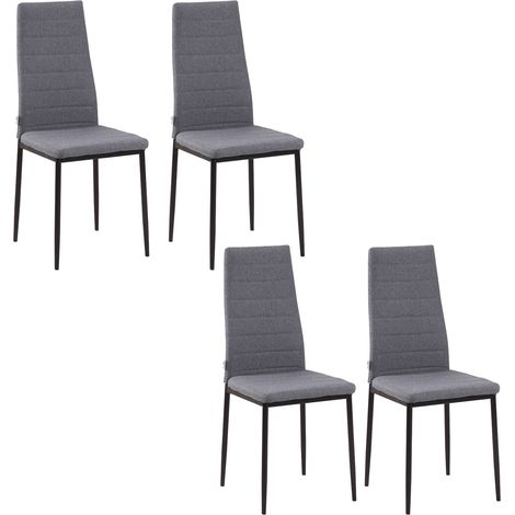 Set 4 Sedie 41x50x97 cm in Tessuto Grigio (1/5)