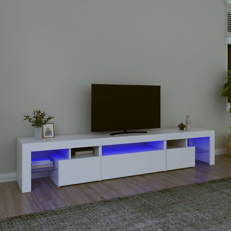 Meuble TV avec lumières LED, Banc TV, Support de Télévision, Meuble TV de salon Blanc 215x36,5x40 cm YHJ73591 (1/5)