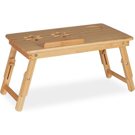 Tablette de lit pliante pour ordinateur portable 60 x 40 x 20 cm confort ergonomique design naturel en bambou (1/5)