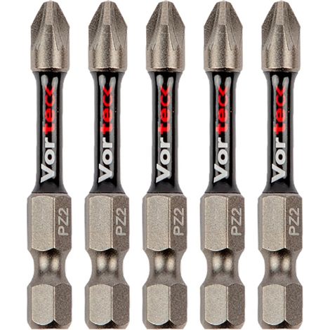 Embouts de Vissage à Impact PZ2, 50 mm, Set Pozidriv pour Visseuse à Chocs, Emmanchement 1/4 pouce Hex Quick Lock, Pointe Magnétique, Zone de Torsion, Lot de 5 T4470 PZ2L05D5 (1/5)