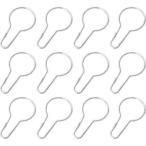 OUNONA Set mit 12 Duschvorhanghaken mit Rollen, rostfreie Edelstahlringe mit polierten Clips für Duschvorhangstangen und Duschvorhänge (Silber) (1/4)