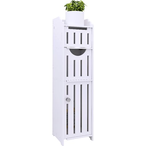 Support Papier Toilette avec tiroirs Armoir Toilettes en PVC Blanc (1/5)