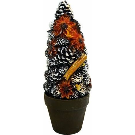 Bougie Sapin pomme de pin givré 23 cm (1/2)