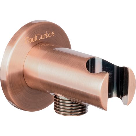PaulGurkes Wandanschlussbogen mit Brausehalter Antik Kupfer Nostalgie Rote Bronze (1/2)