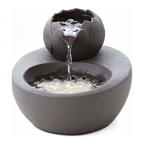 Fuente de agua - Cerámica - Con loto vertical y filtro automático - Ideal para gatos y mascotas - Negra (1/5)