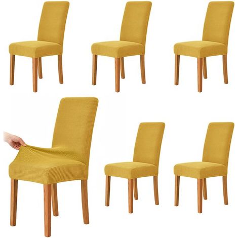 Fundas para sillas de comedor，Paquete de 6，Fundas para sillas，Fundas decorativas para asientos，Largo/Ancho/Alto: 38，48 / 38，48 / 47，58 cm (1/5)