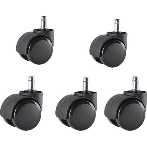 Jeu de 5 Roulettes de chaises de bureau 10 mm x 22 mm - - Roulettes pour sols durs jusqu'à 175 kg - - Roues pour chaises pivotantes - - Installation f (1/5)