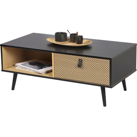 Niedriger Couchtisch mit Schublade im modernen Design – Kollektion BRISTOL 100x50x40 cm