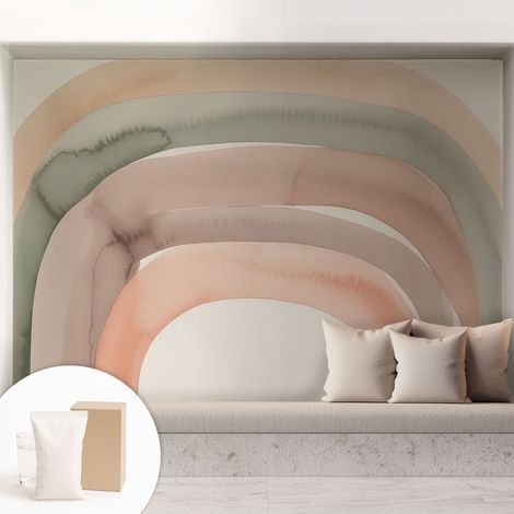 Tapete Vliestapete mit Kleber für Wohnzimmer Schlafzimmer Küche - Wanddekoration Regenbogenbögen 208x146 cm (1/5)