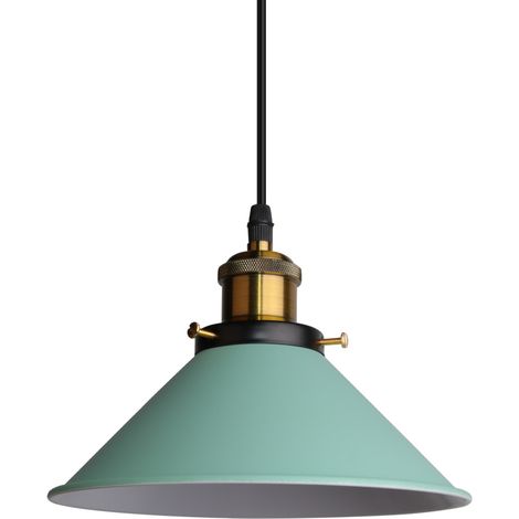 Lámpara Colgante Retro Lustre Vintage Verde Ø22CM Lámpara De Techo Industrial Lámparas De Colgar Moderna Para Restaurante Cocina Cafetería E27