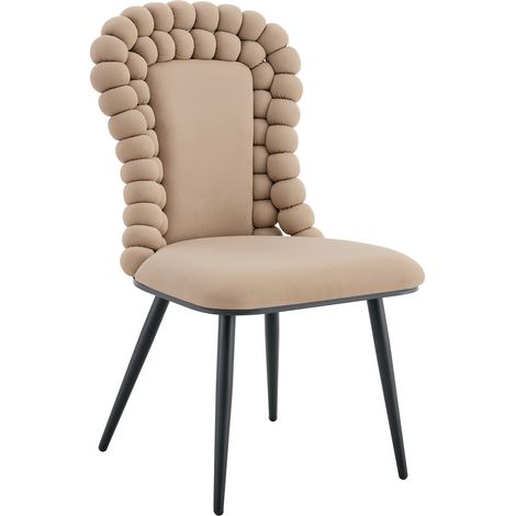 Set di 2 Sedie da pranzo, comfort elevato, sedute imbottite, struttura resistente in metallo, velluto camel chiaro (1/5)