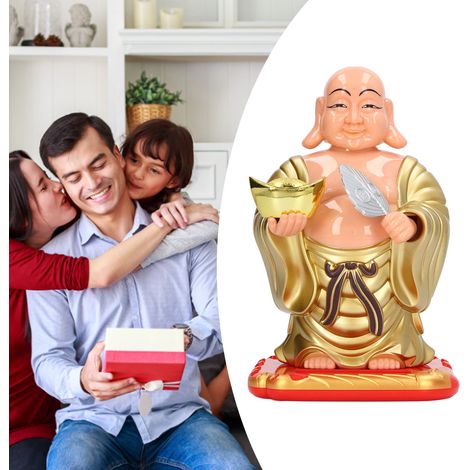 Grande figurine de Bouddha Maitreya à énergie solaire, idéale pour la maison, le bureau et la voiture un cadeau original comprenant une statue de Bouddha photosensible. (1/5)