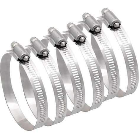 6 Pièces Collier De Serrage Tuyau 91-114mm Tuyau Clips Réglable Gamme En Acier Inoxydable Pour les Tuyaux De Hottes Aspirantes Et Autres Tuyaux (1/5)